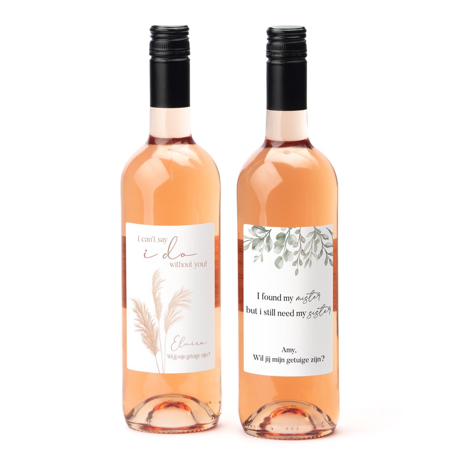 Fles Rosé wijn met persoonlijk etiket - Getuige - Bedankjes.nl