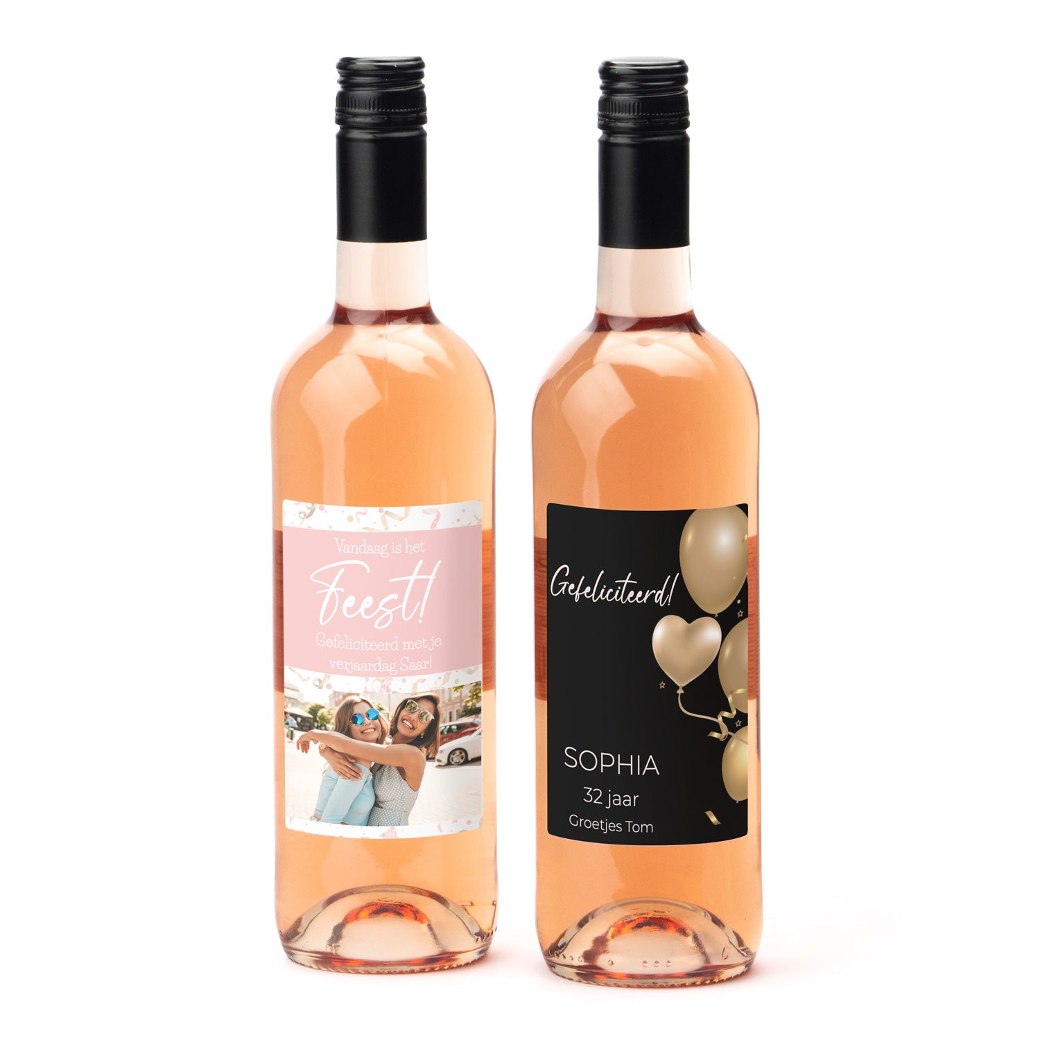 Fles Rosé wijn met persoonlijk etiket - Bedankje - Bedankjes.nl