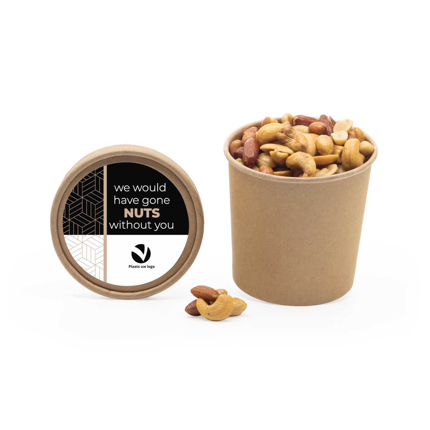 Kraftbeker met nootjes en eigen etiket - Zakelijk - Bedankjes.nl