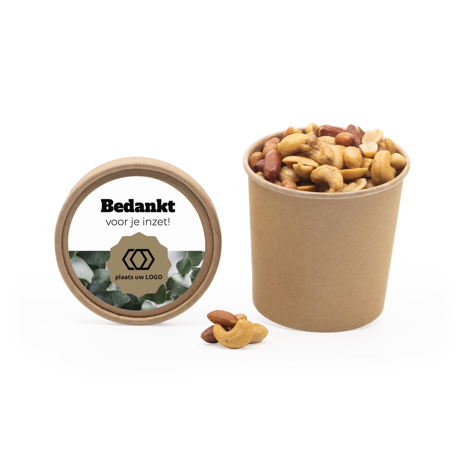 Kraftbeker met nootjes en eigen etiket - Zakelijk - Bedankjes.nl