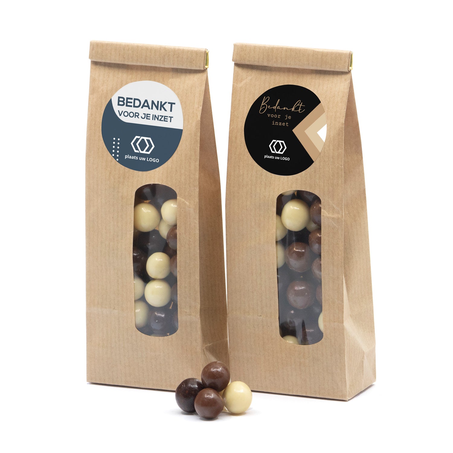 Kraftzakje met eigen etiket - Zakelijk - Bedankjes.nl