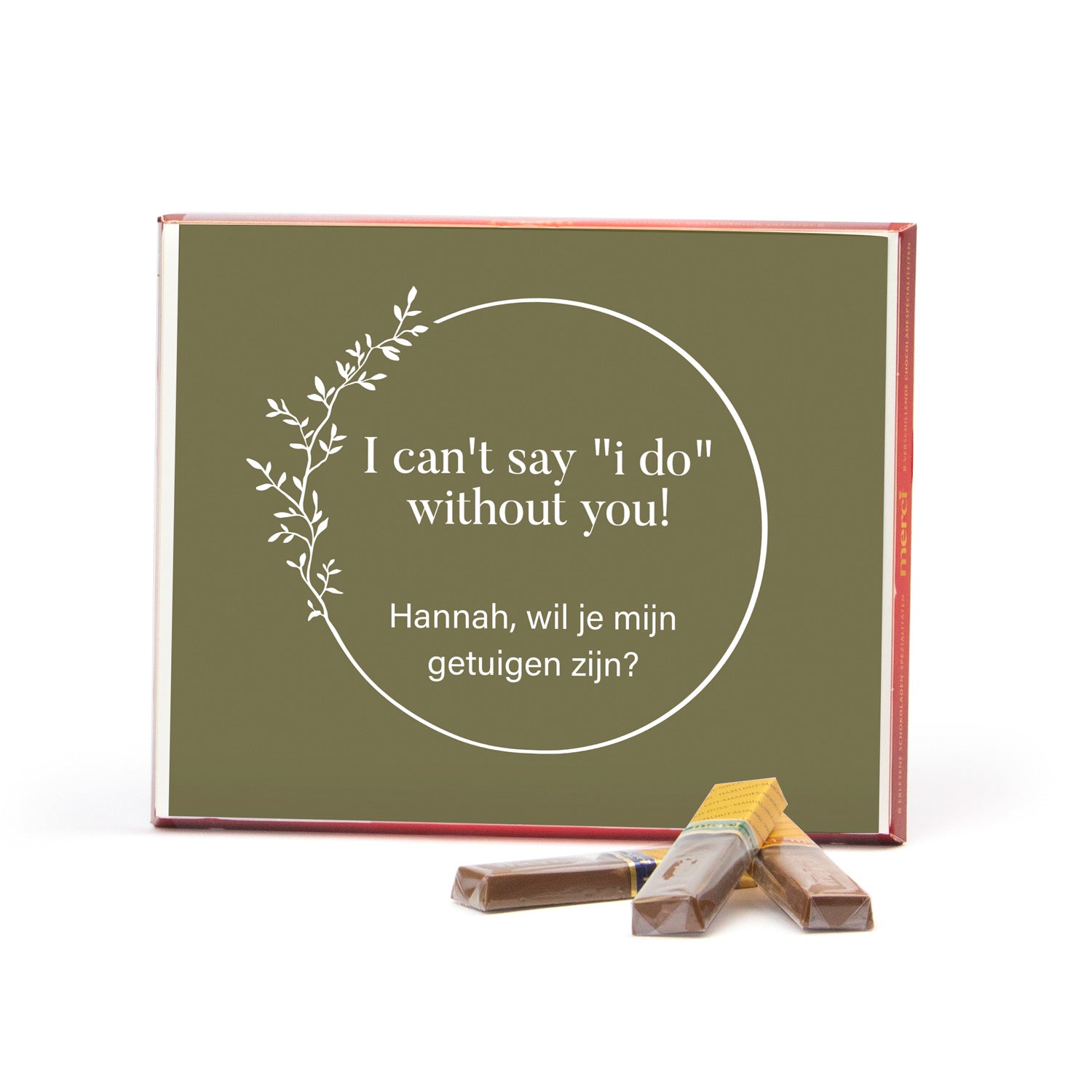 Merci met persoonlijke inlay kaart 250 gram - Getuige - Bedankjes.nl