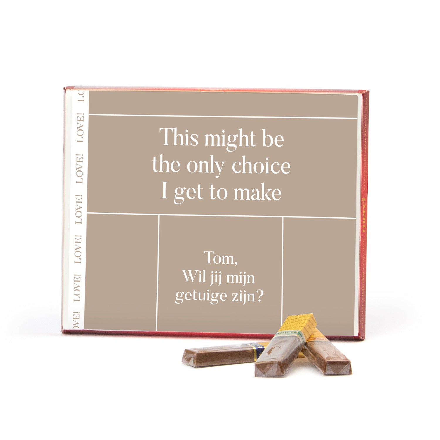 Merci met persoonlijke inlay kaart 250 gram - Getuige - Bedankjes.nl