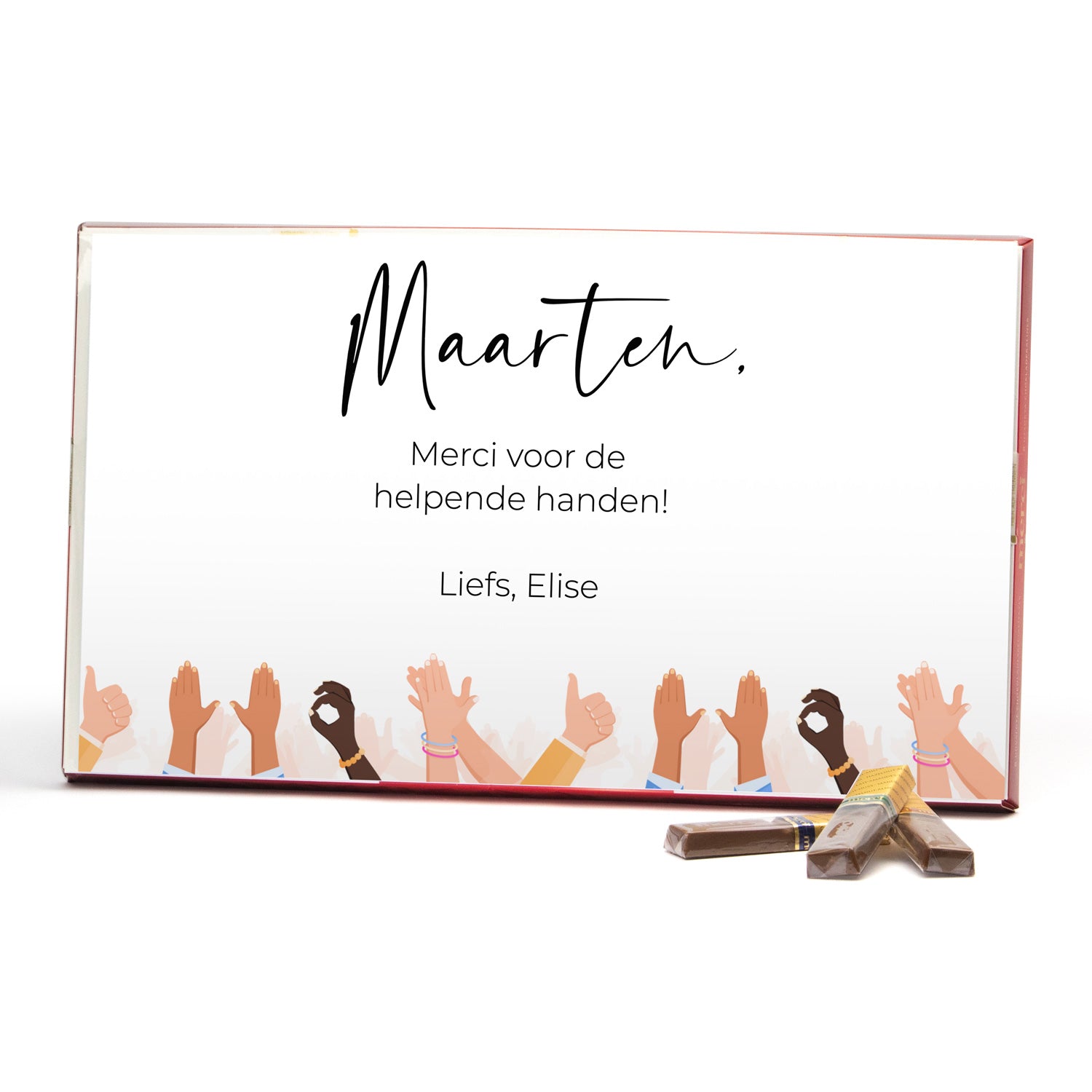 Merci met eigen inlay kaart 400 gram - Bedankje - Bedankjes.nl