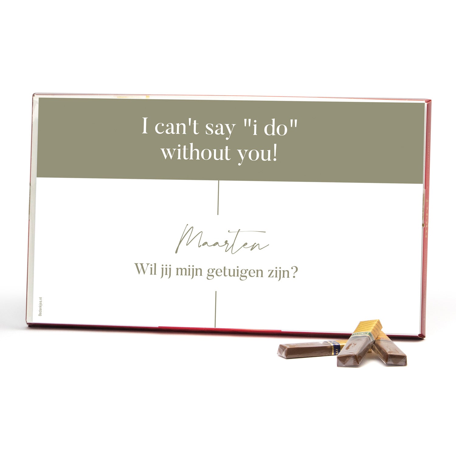 Merci met persoonlijke inlay kaart 400 gram - Getuige - Bedankjes.nl