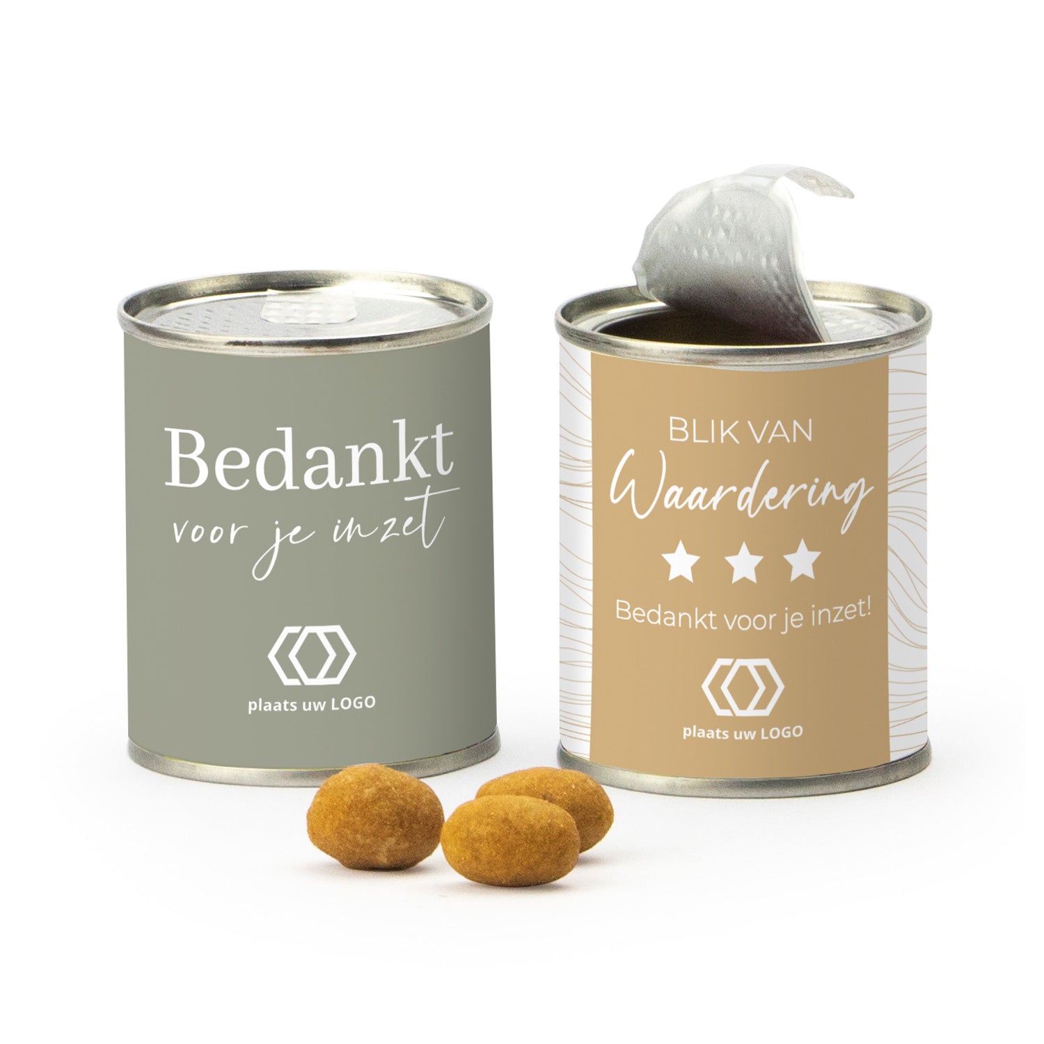 Blikje Borrelnootjes met logo - Zakelijk - Bedankjes.nl