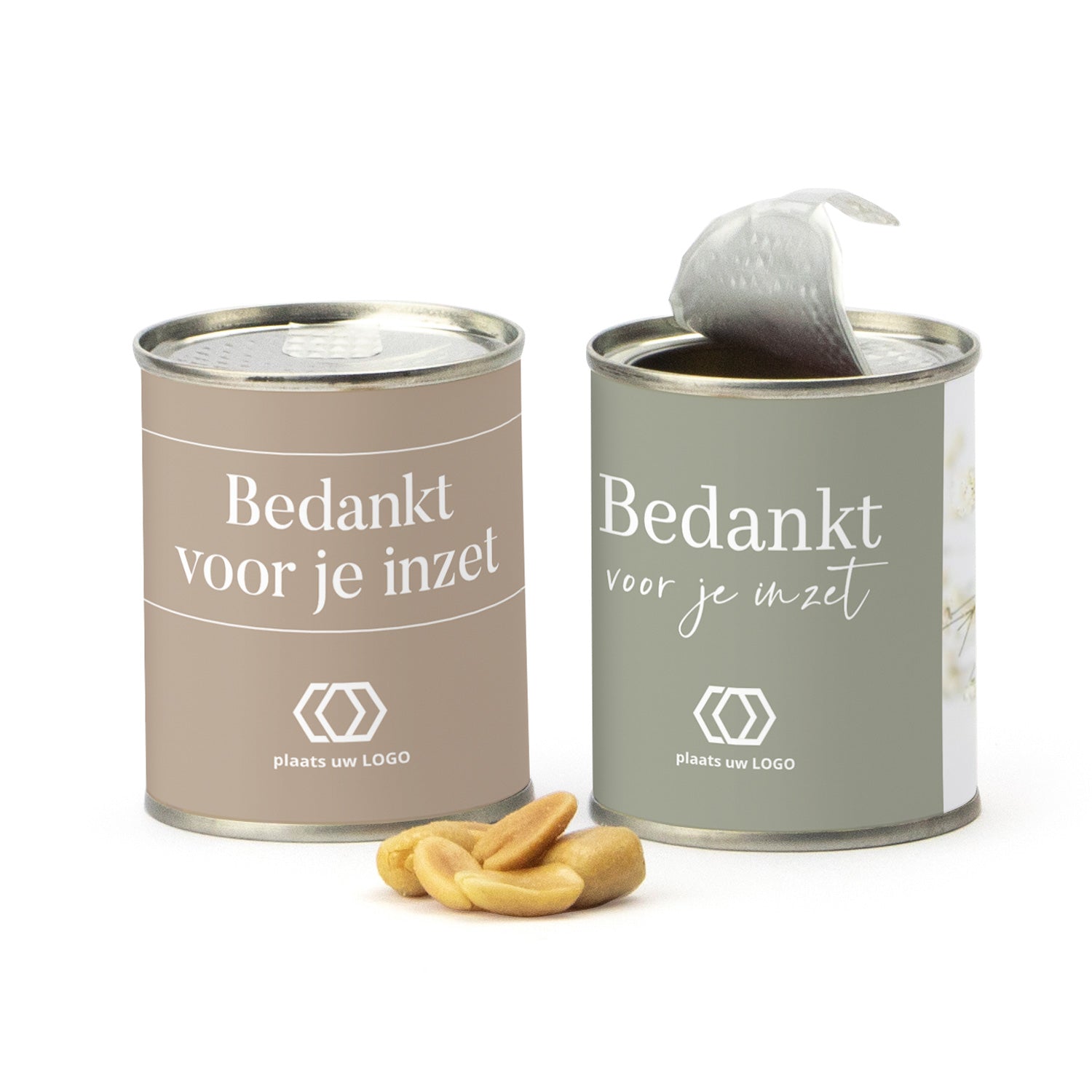 Blikje Zoute pinda's met logo - Zakelijk - Bedankjes.nl