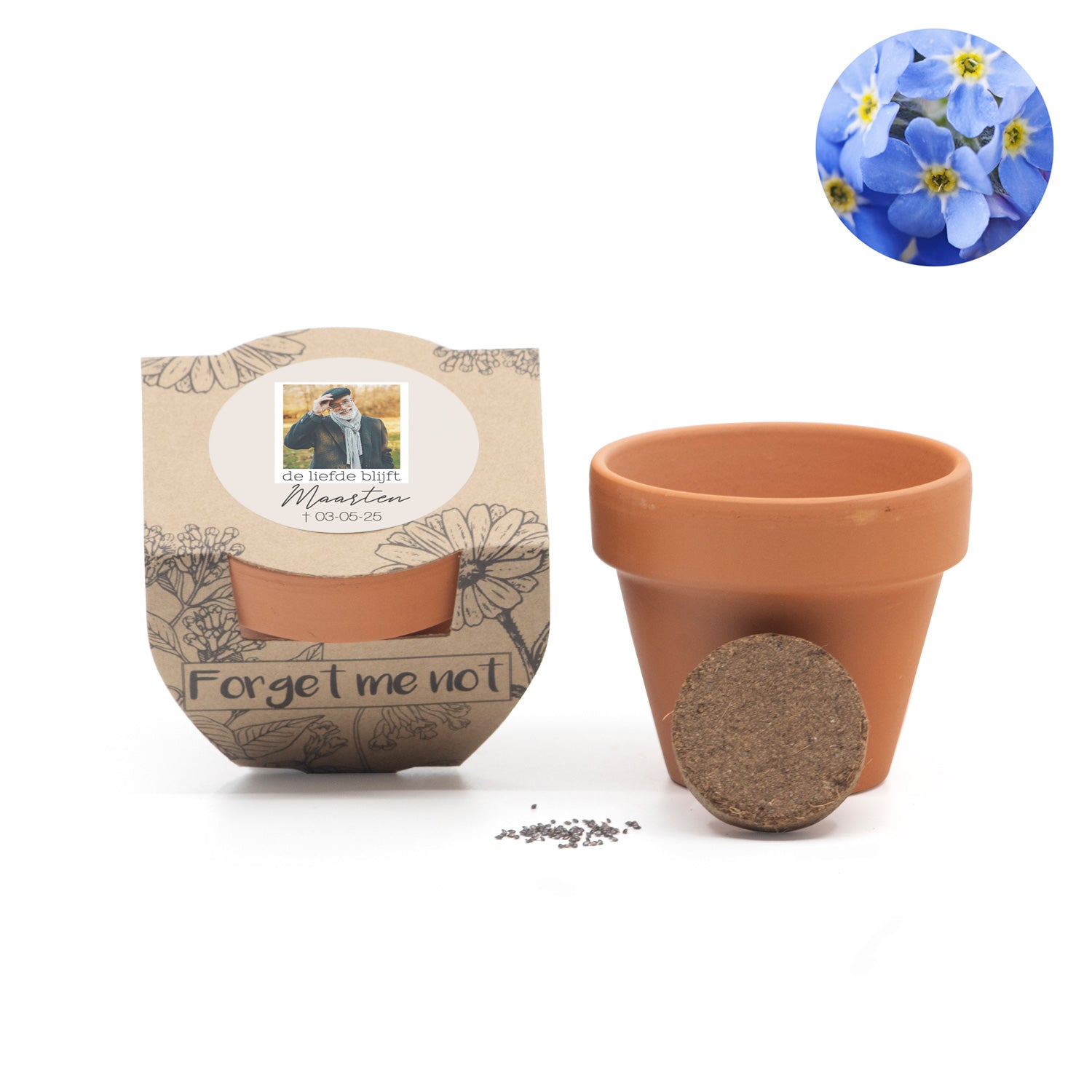 Vergeet mij nietje in potje - Afscheid Dierbare - Bedankjes.nl