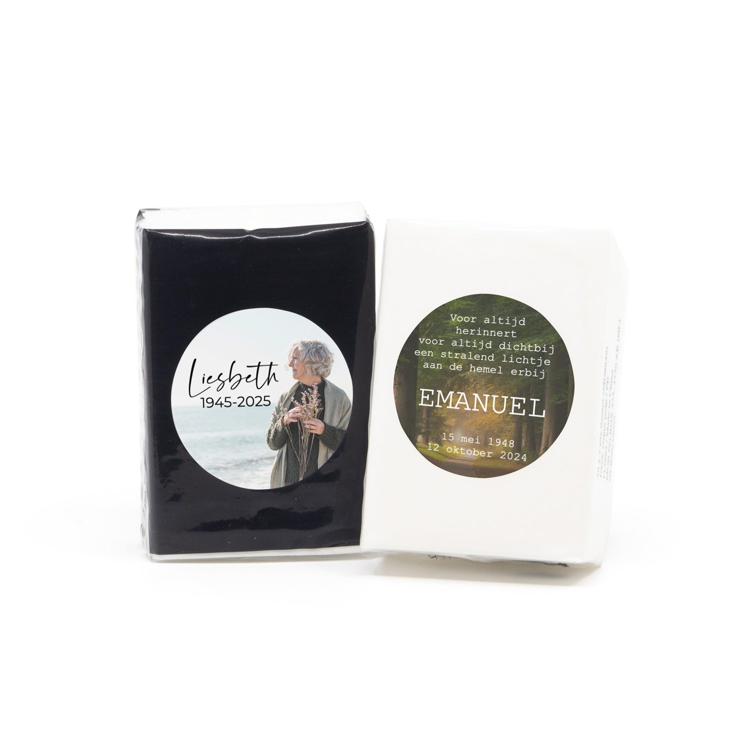 Zakdoekjes met eigen etiket - Afscheid Dierbare - Bedankjes.nl