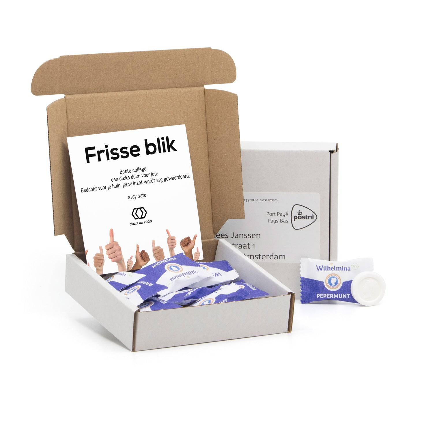 Doosje complimints met eigen kaart - Brievenbus - Bedankjes.nl