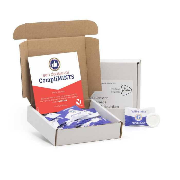 Doosje complimints met eigen kaart - Brievenbus Doosje complimints met eigen kaart - Brievenbus