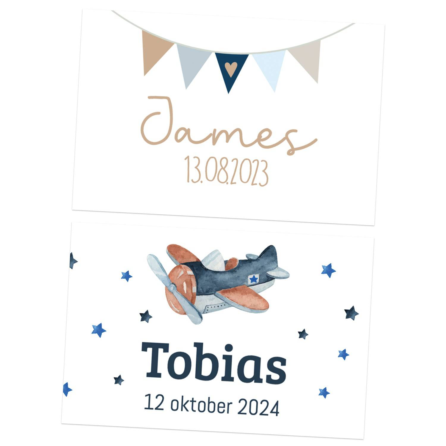 Kaartjes (15 x 10cm) - Geboorte jongens - Bedankjes.nl