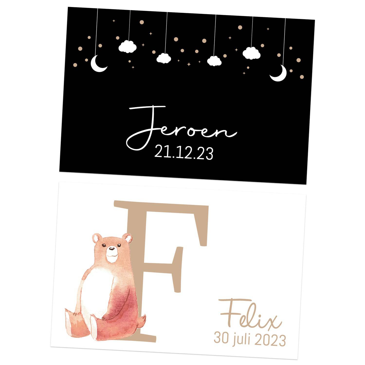 Kaartjes (15 x 10cm) - Geboorte jongens - Bedankjes.nl