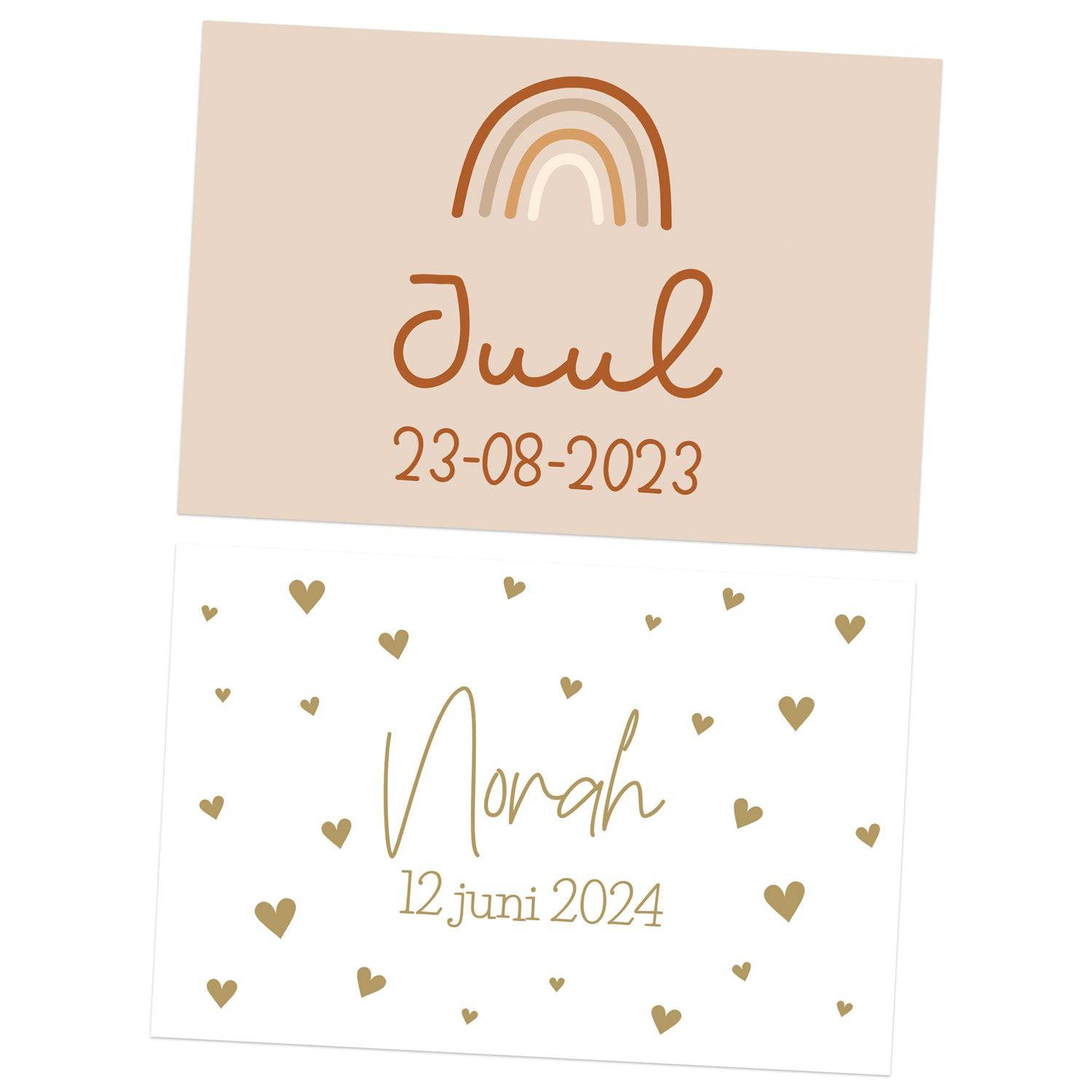 Kaartjes (15 x 10cm) - Geboorte meisjes - Bedankjes.nl