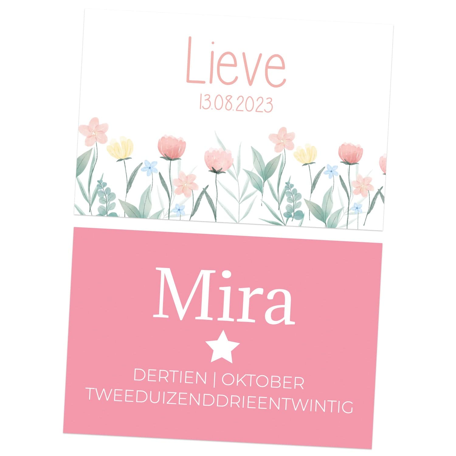 Kaartjes (15 x 10cm) - Geboorte meisjes - Bedankjes.nl