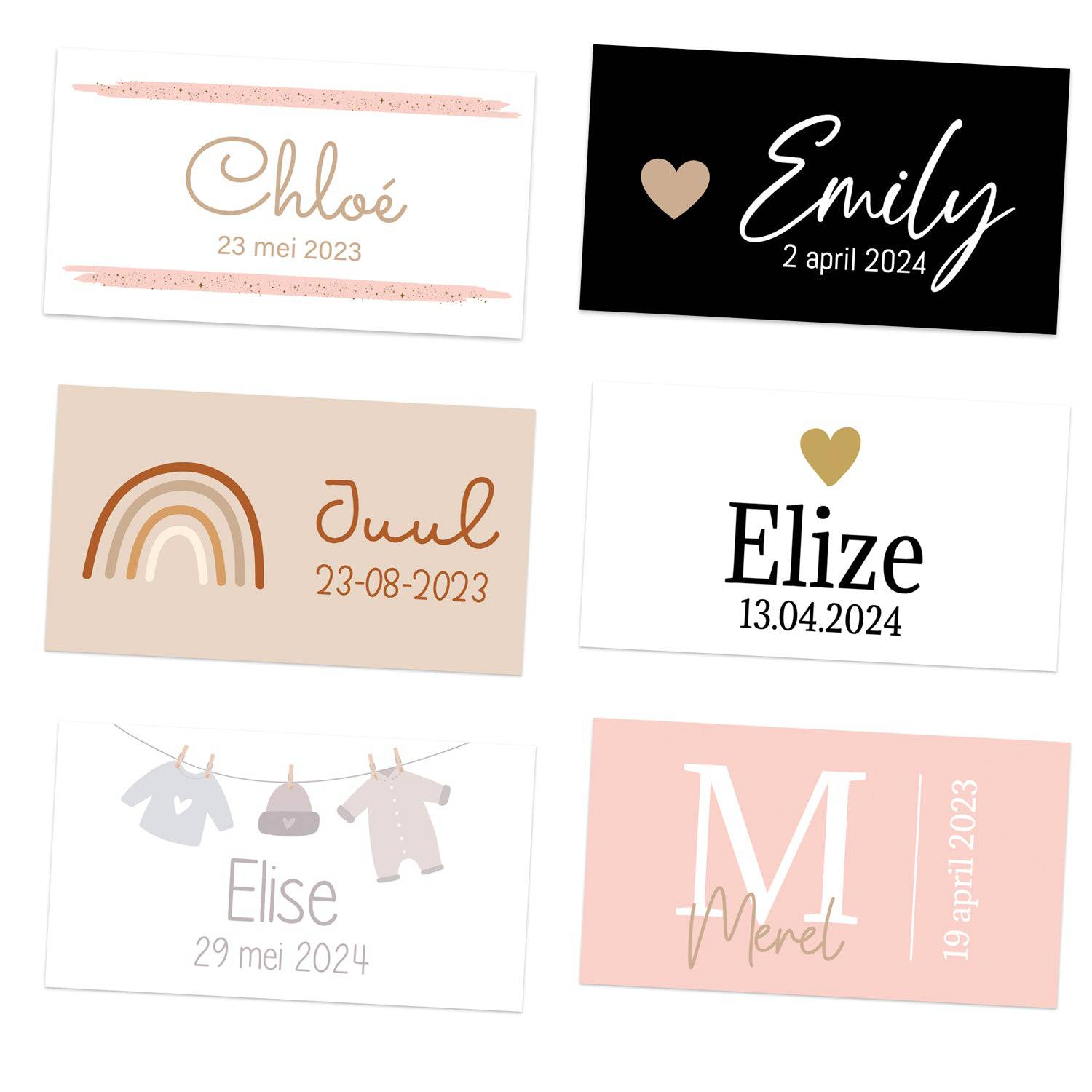 Kaartjes (9 x 5cm)- Geboorte meisjes - Bedankjes.nl