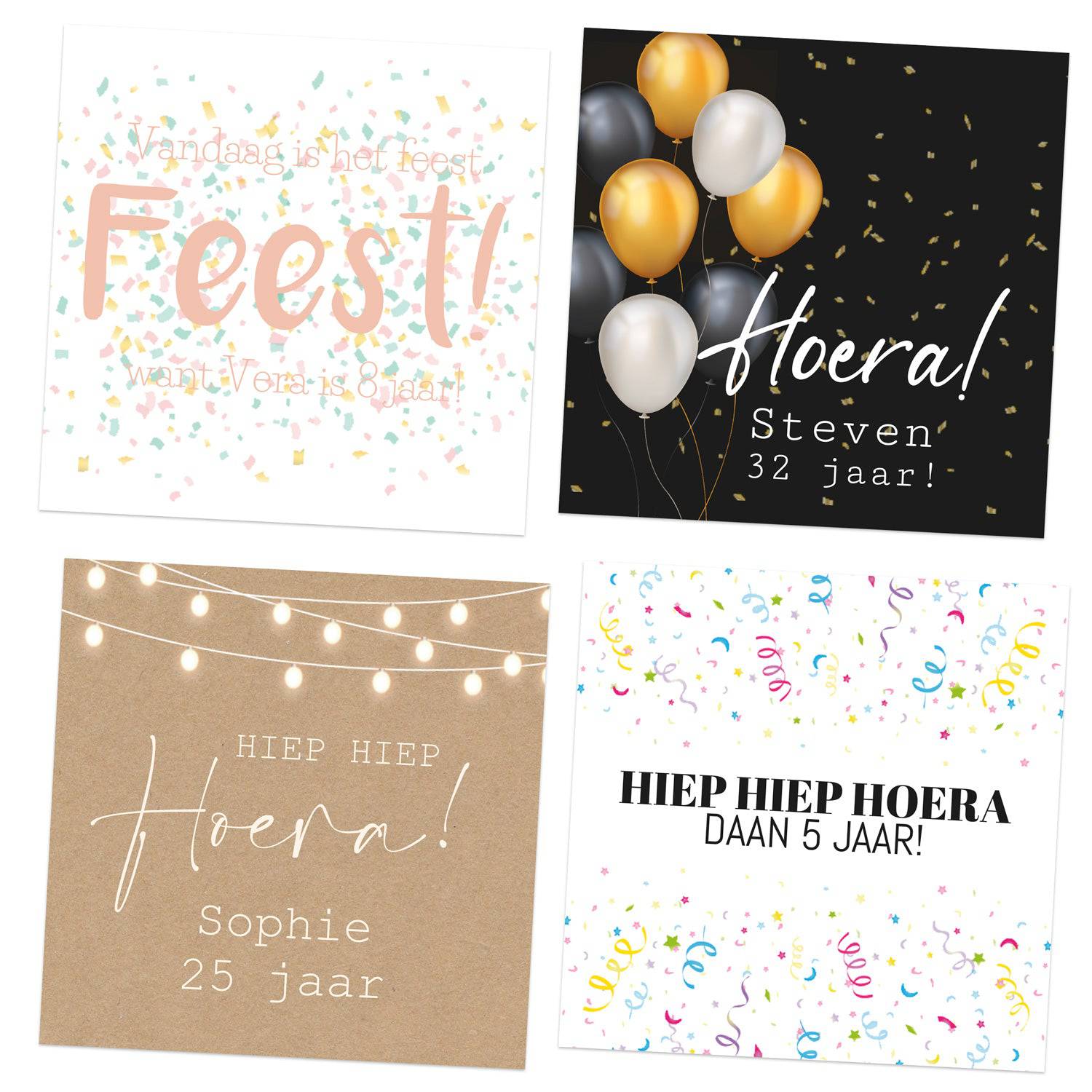 Persoonlijke kaarten (10 x 10cm) - Verjaardag - Bedankjes.nl