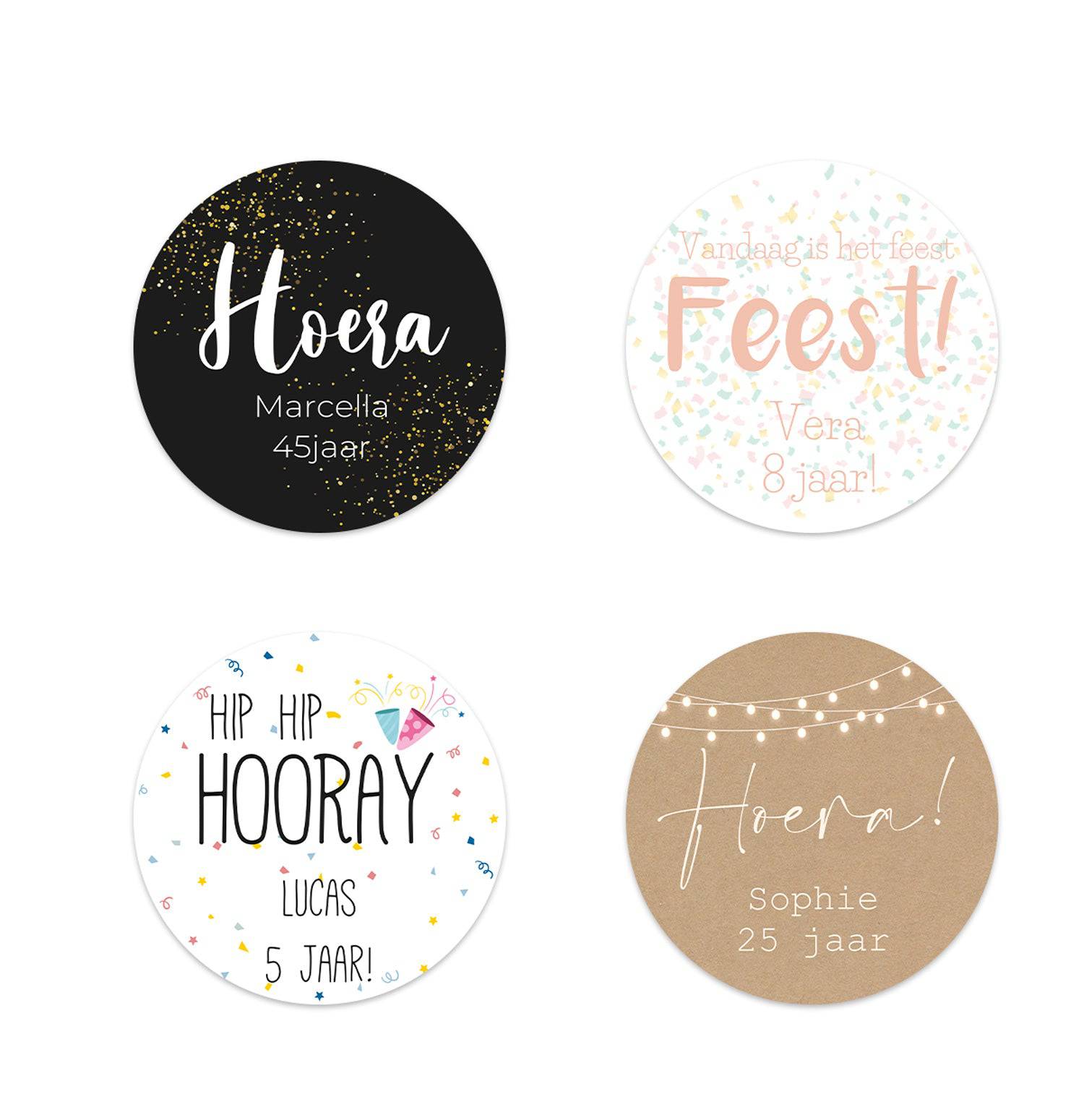Persoonlijke stickers 12 stuks (6,35cm) - Verjaardag - Bedankjes.nl