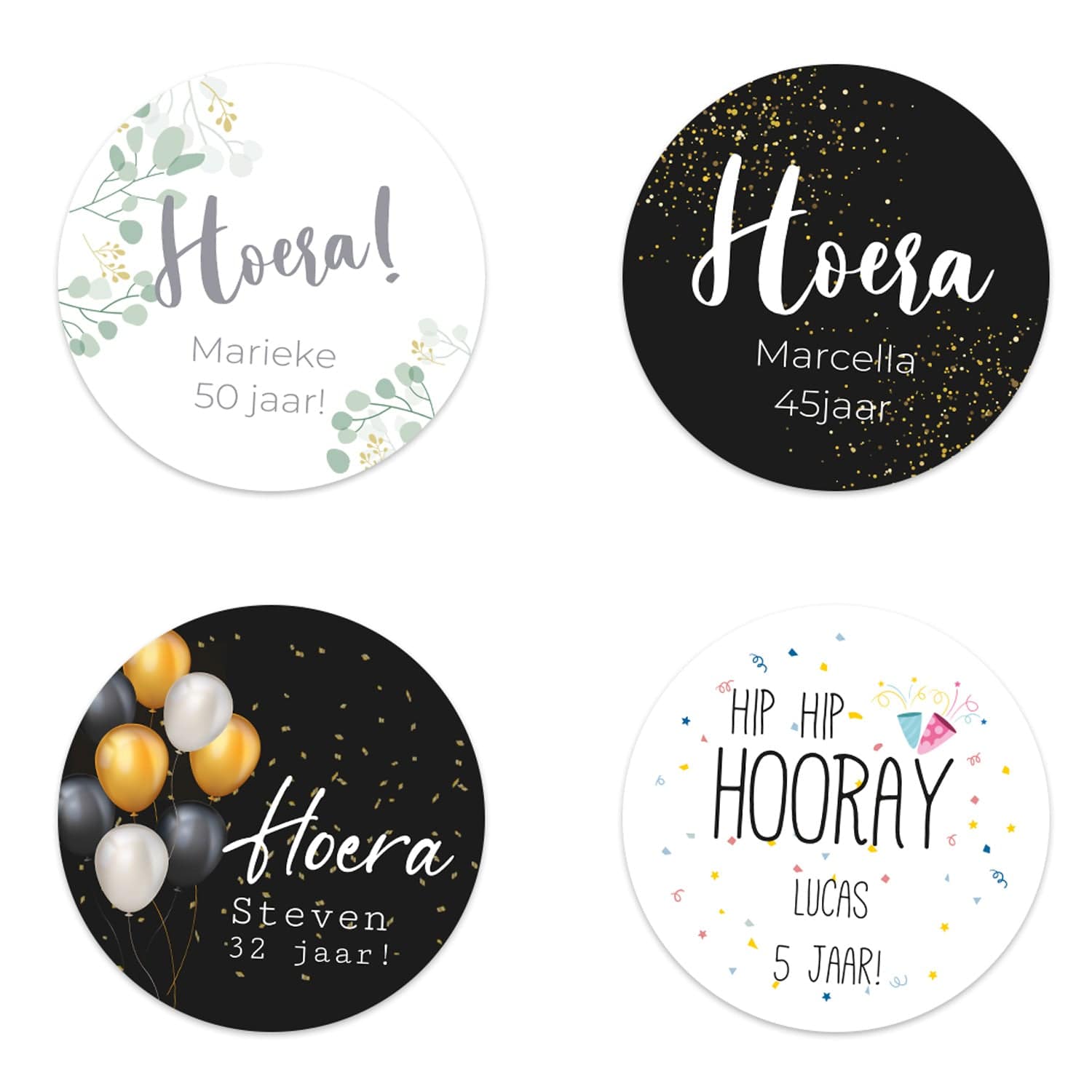 Persoonlijke stickers 6 stuks (7,5cm) - Verjaardag - Bedankjes.nl
