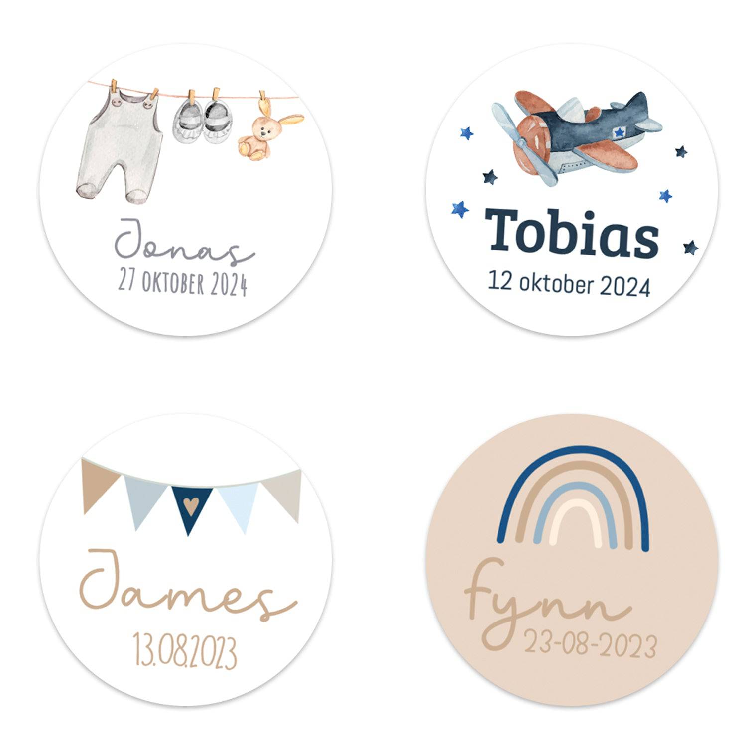 Stickers 6 stuks (7,5cm) - Geboorte jongens - Bedankjes.nl