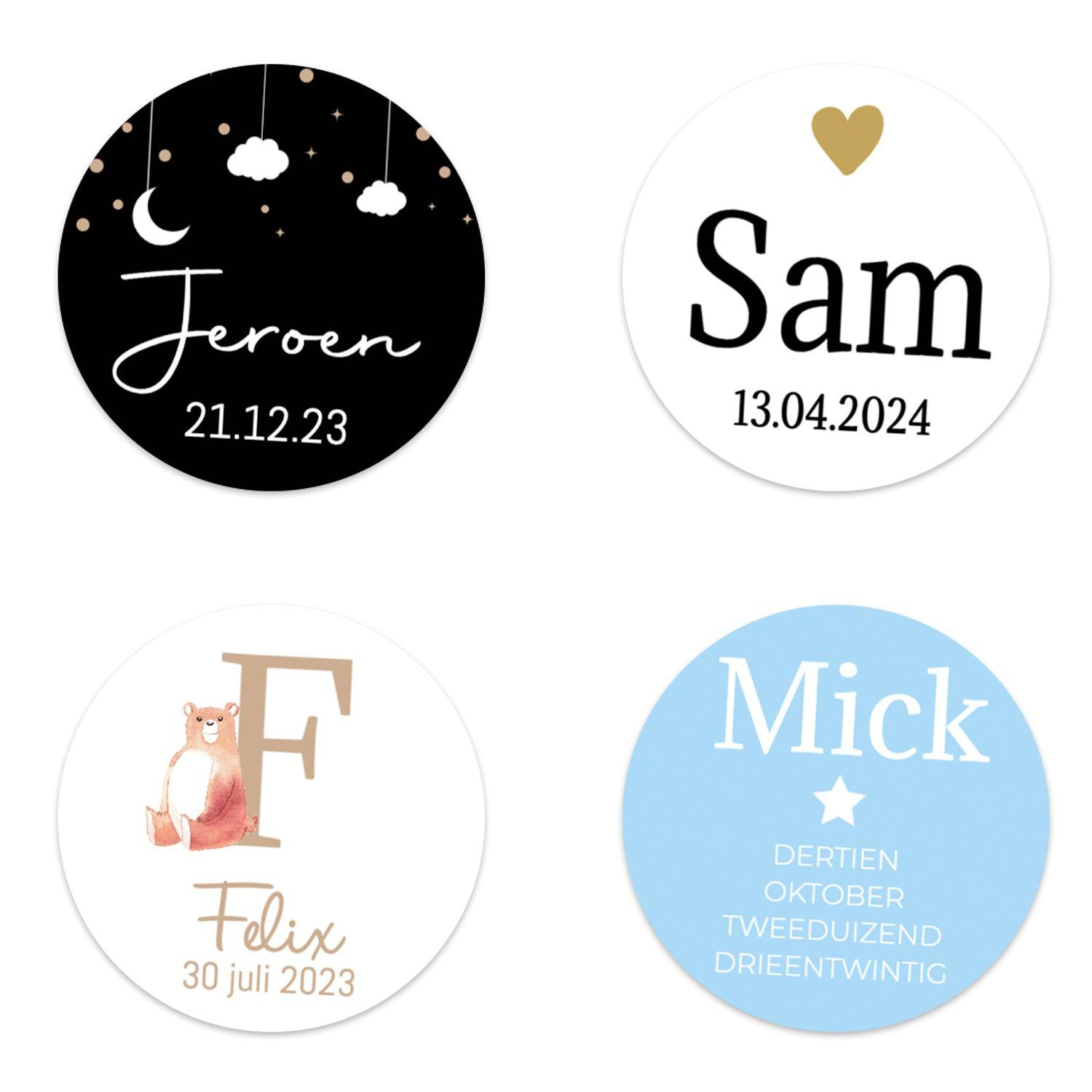 Stickers 6 stuks (7,5cm) - Geboorte jongens - Bedankjes.nl