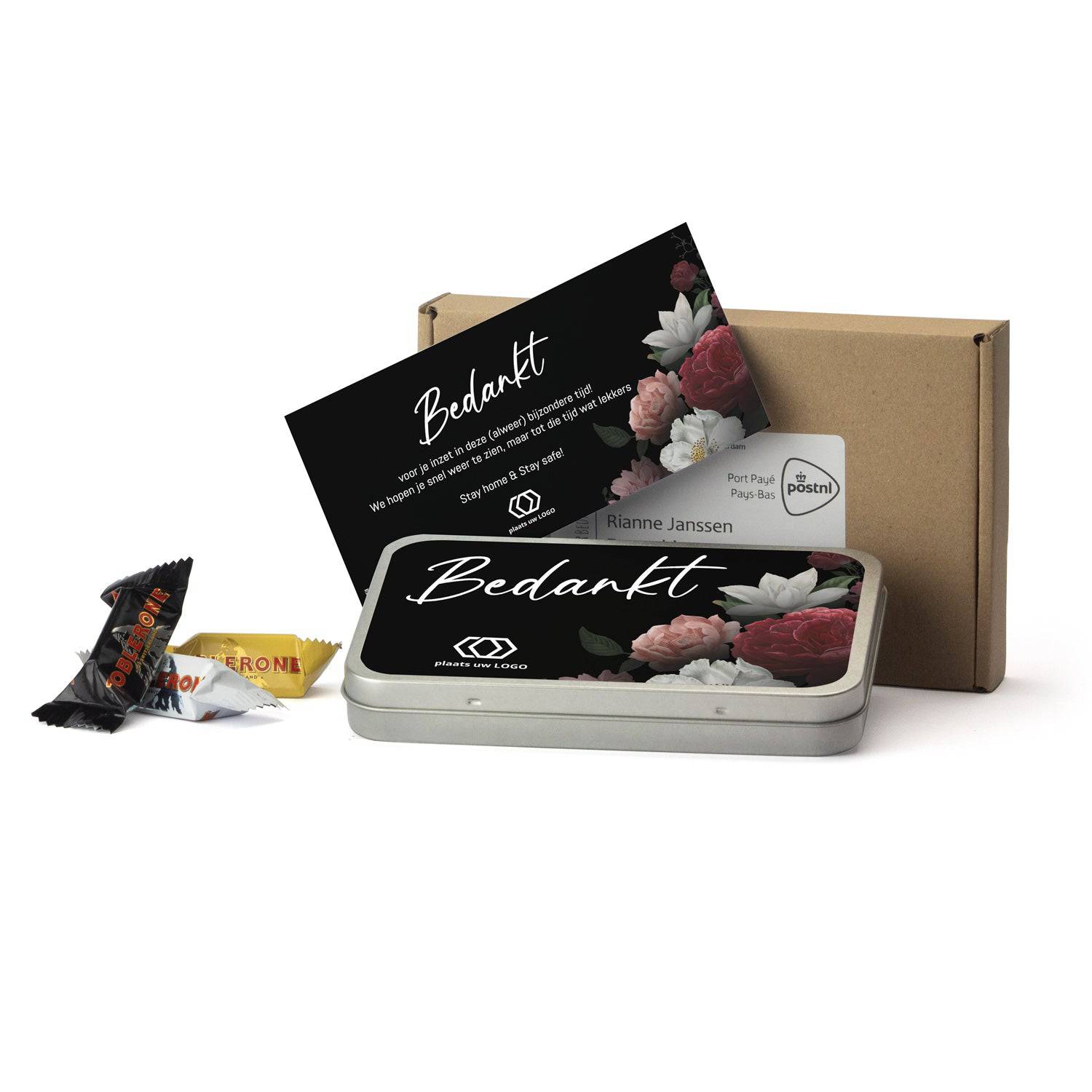 Toblerone in blik - Brievenbus - Bedankjes.nl