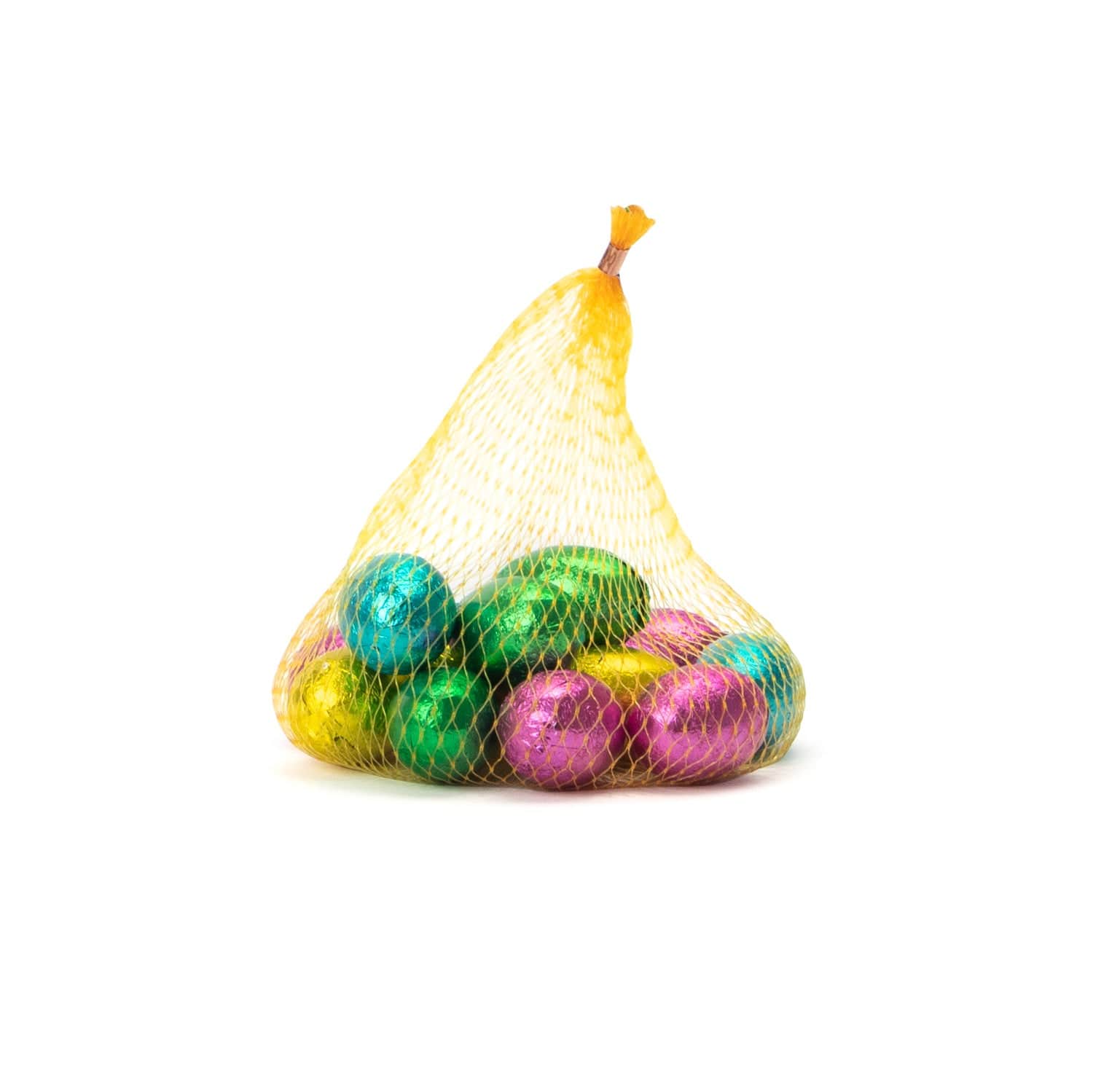 UITVERKOCHT - Chocolade paaseitjes in netje - Fairtrade - Bedankjes.nl