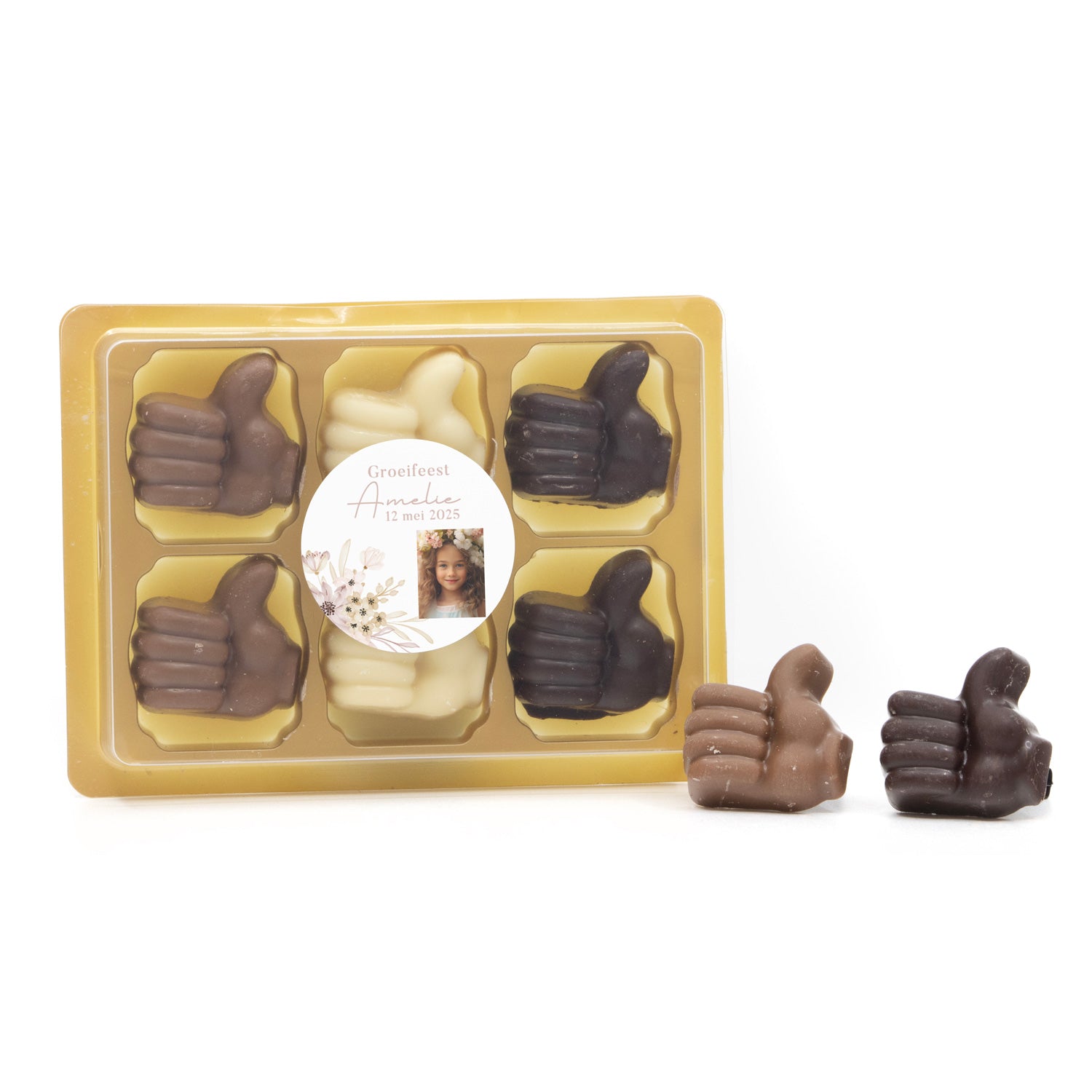 Chocolade duimpjes 6st - Communie meisjes - Bedankjes.nl