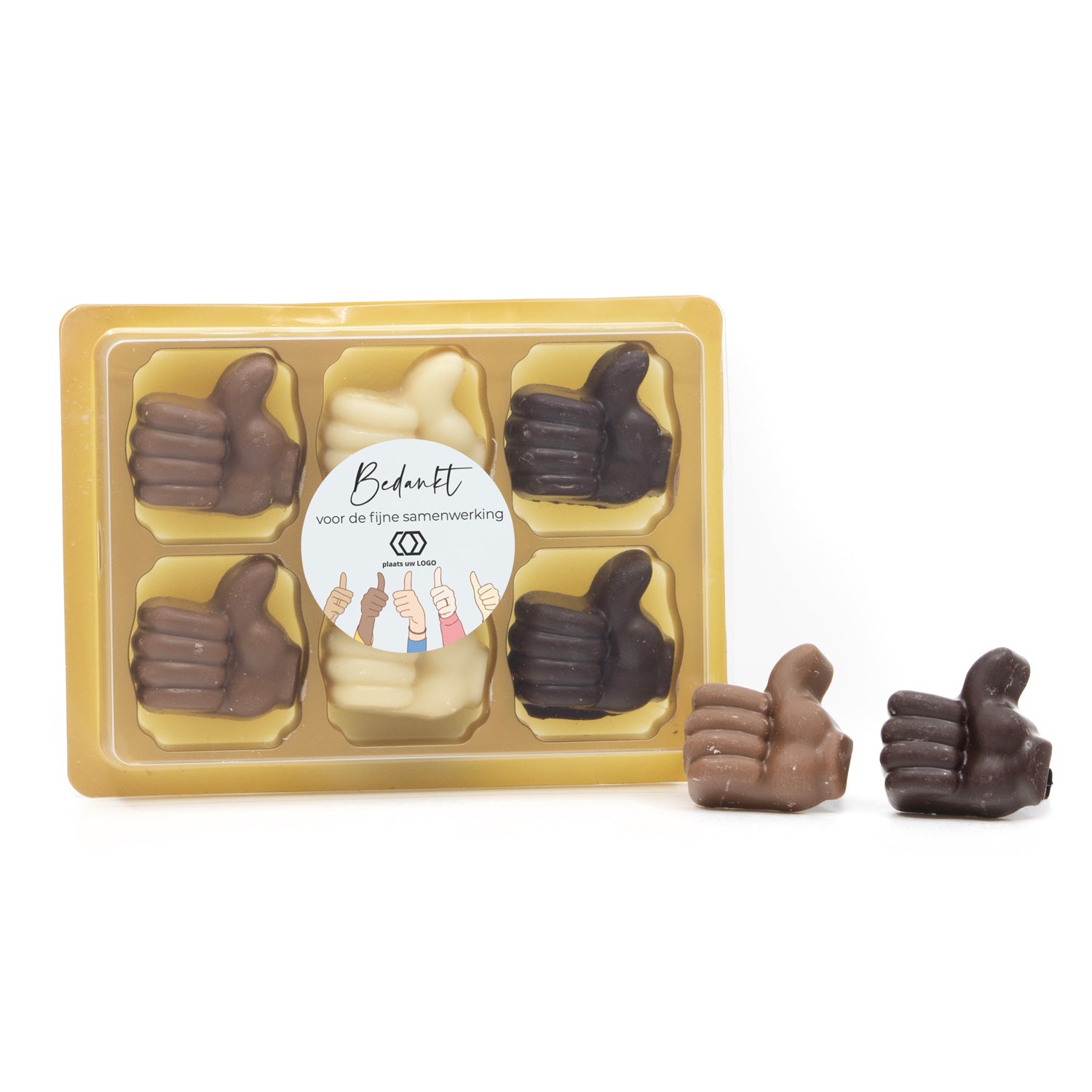 Doosje met 6 chocoladeduimpjes - Verpleging - Bedankjes.nl