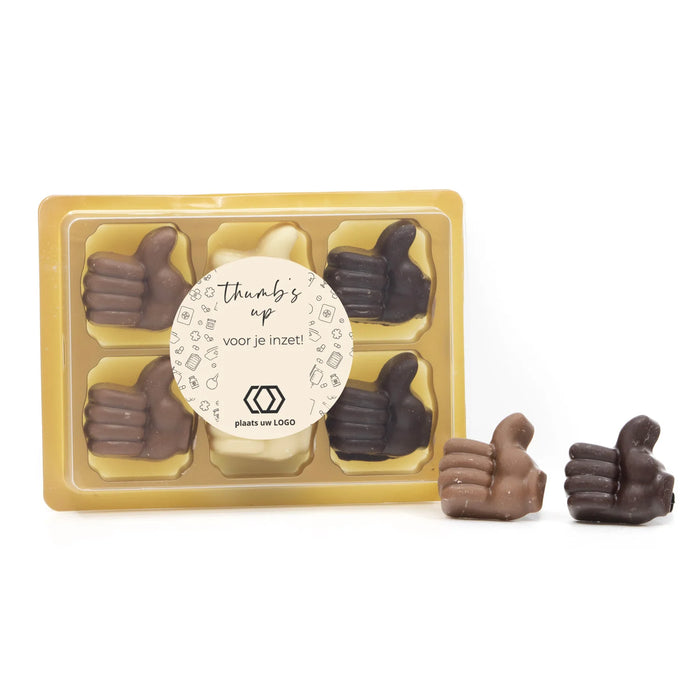 Doosje met 6 chocoladeduimpjes - Verpleging