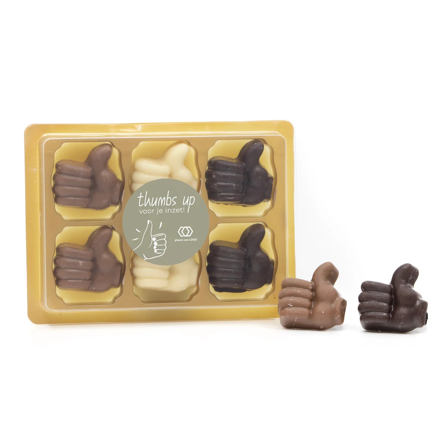 Doosje met 6 chocolade duimpjes - Kerst - Bedankjes.nl