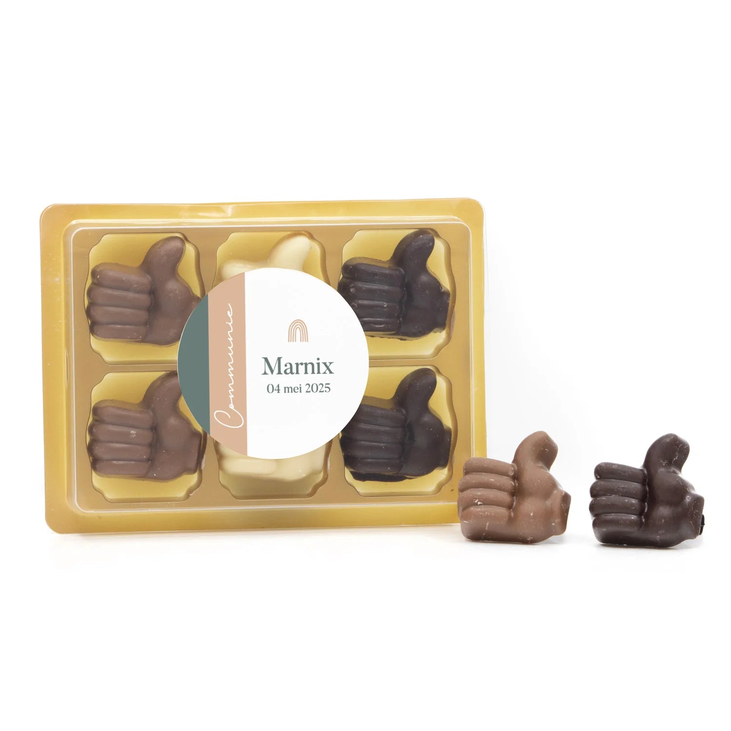 Chocolade duimpjes 6st - Communie jongens - Bedankjes.nl