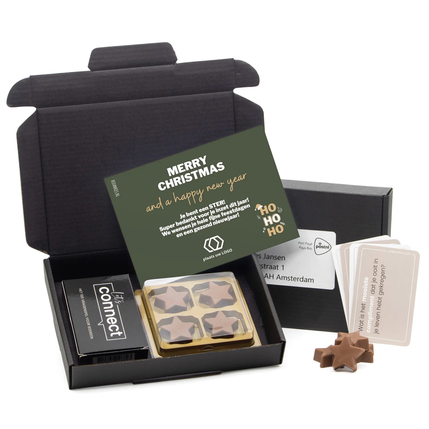 100 Vragenspel Let's Connect met chocolade sterren - Kerst