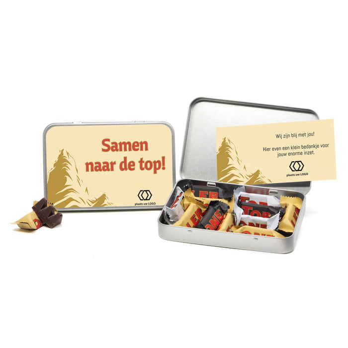 Toblerone in blik met eigen kaart - Leraar