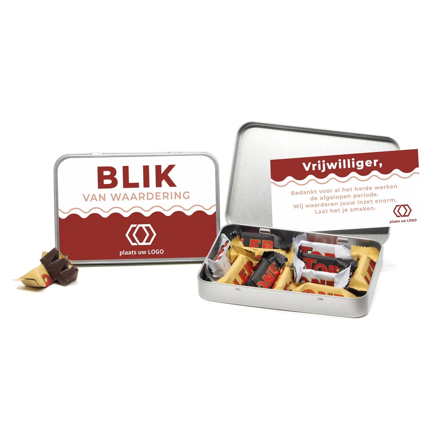 Toblerone in blik met eigen kaart - Vrijwilliger