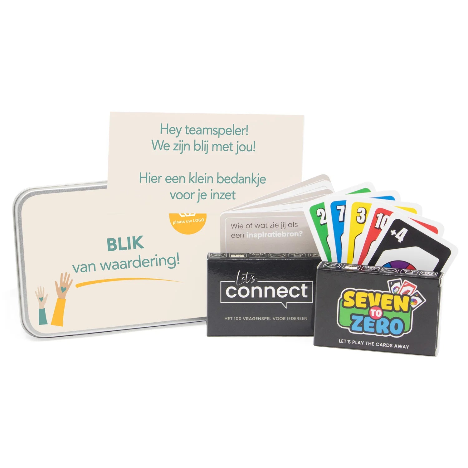 Let's Connect en Seven to Zero spel in blik met etiket - Zakelijk