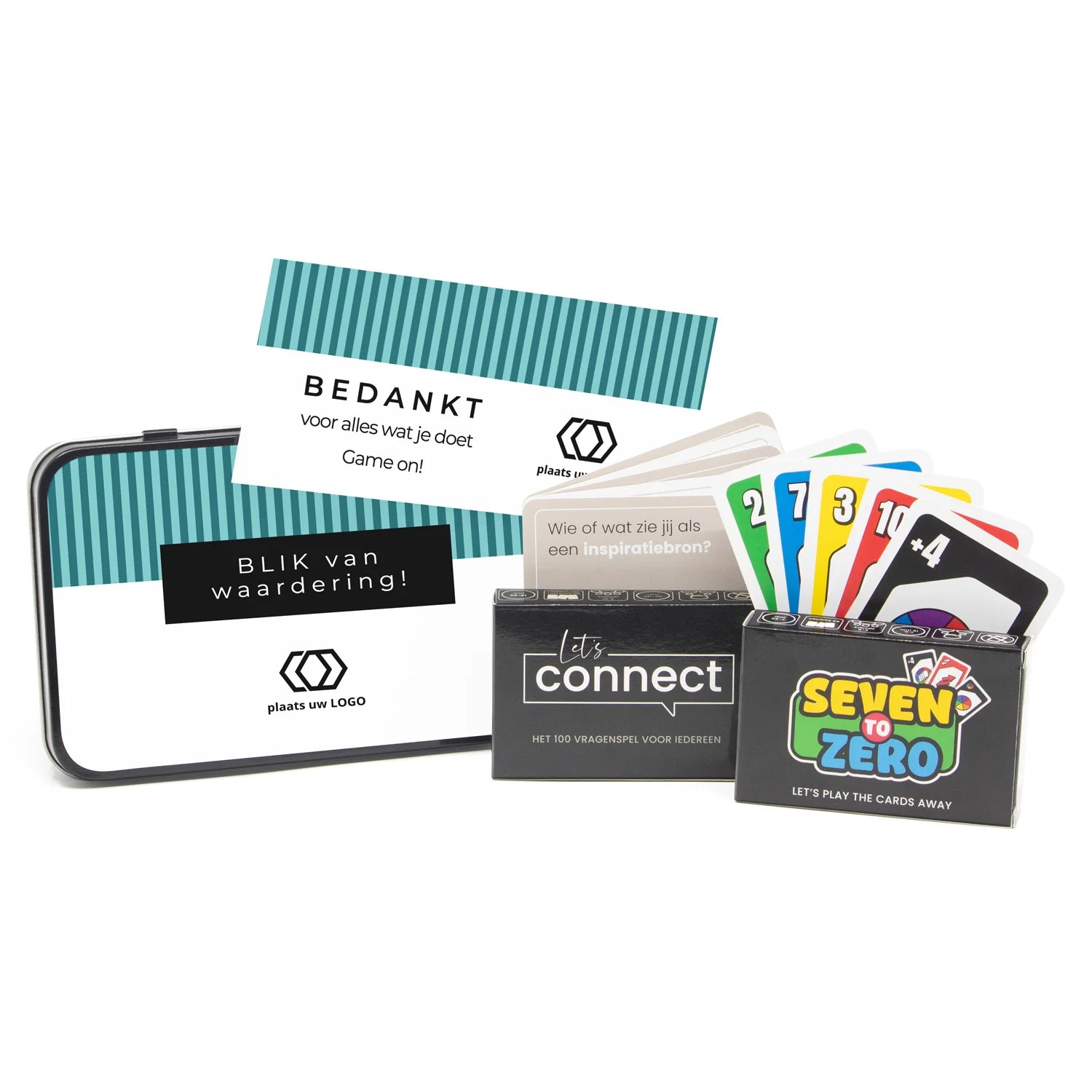 Let's Connect en Seven to Zero spel in blik met etiket - Zakelijk