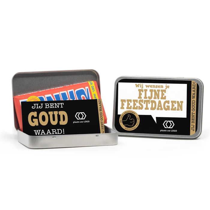 Tony's Chocolonely 180 gram in blik eigen ontwerp - Kerst