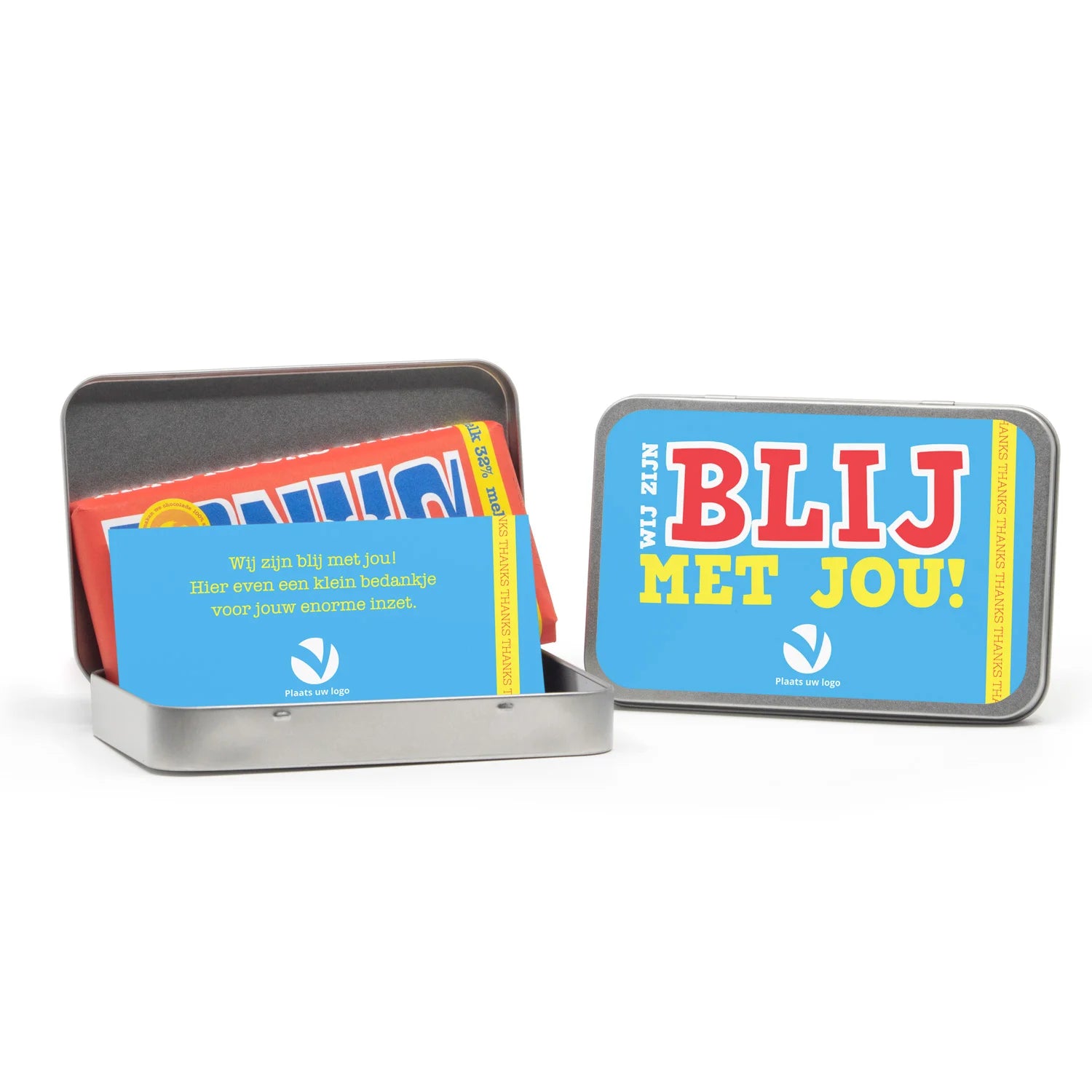 Tony's Chocolonely 180 gram in blik - Verpleging - Bedankjes.nl