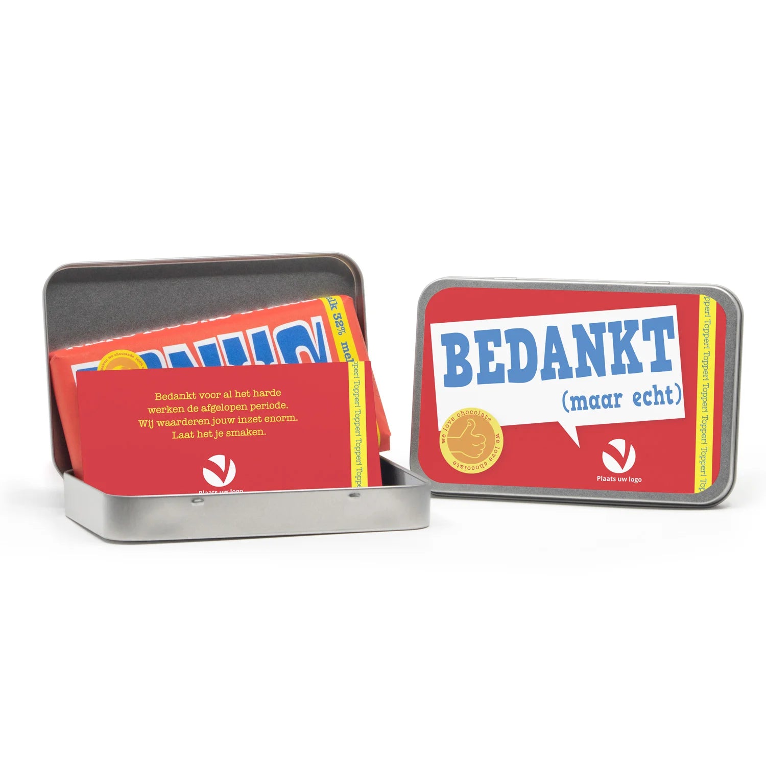Tony's Chocolonely 180 gram in blik - Vrijwilliger - Bedankjes.nl