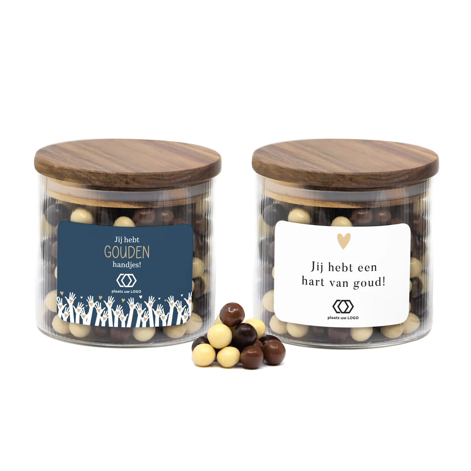 Medium pot met ribbelglas gevuld met snoep - Zakelijk