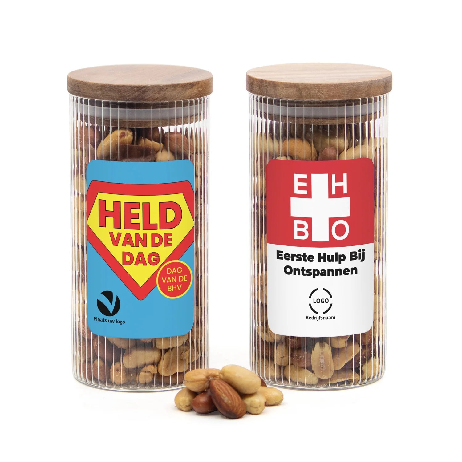 Pot met ribbelglas met verse notenmix - BHV