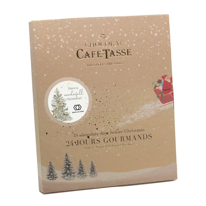 Adventskalender met eigen logo topkwaliteit chocolade - Kerst