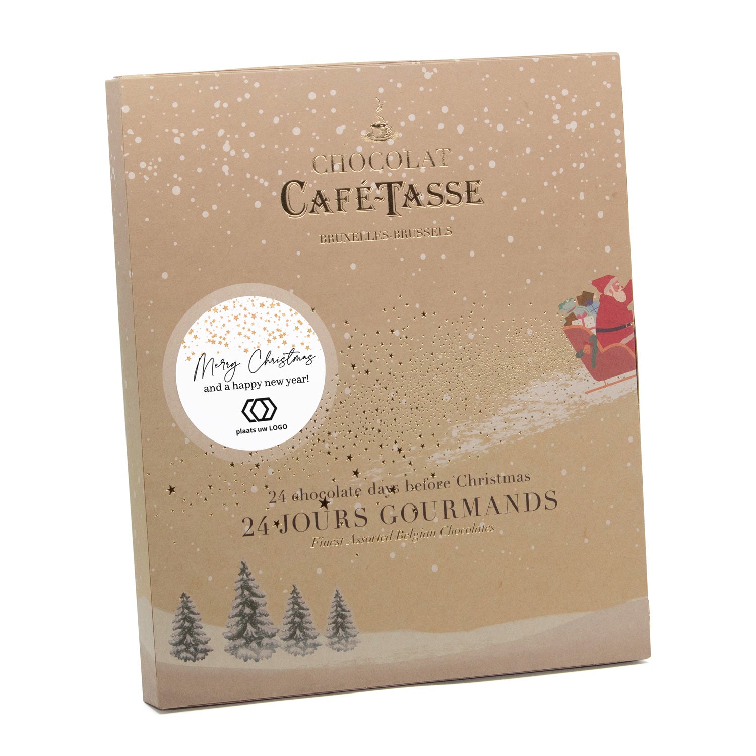 Adventskalender met eigen logo topkwaliteit chocolade - Kerst - Bedankjes.nl