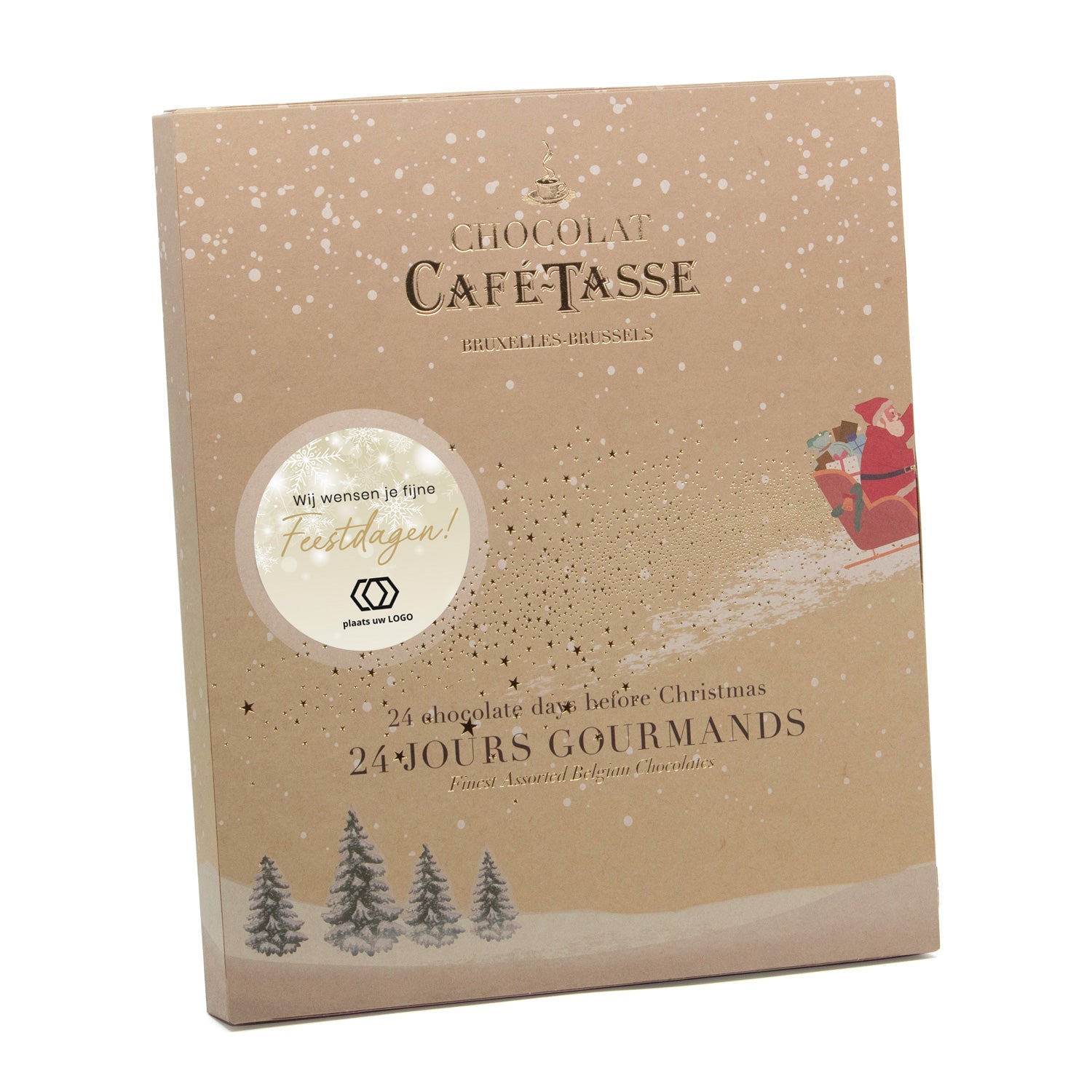 Adventskalender met eigen logo topkwaliteit chocolade - Kerst - Bedankjes.nl
