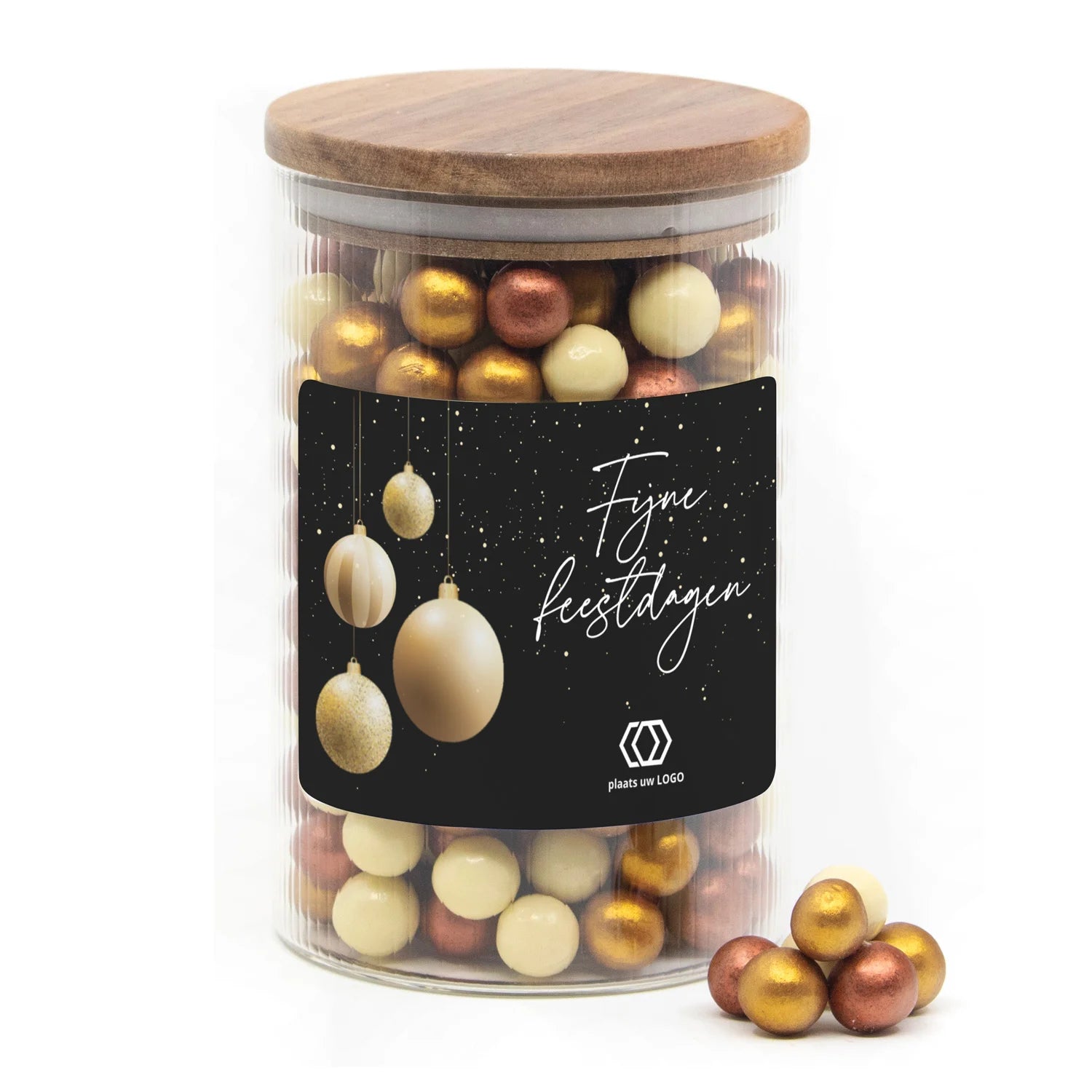 Luxe grote snoeppot met ribbelglas - Kerst - Bedankjes.nl