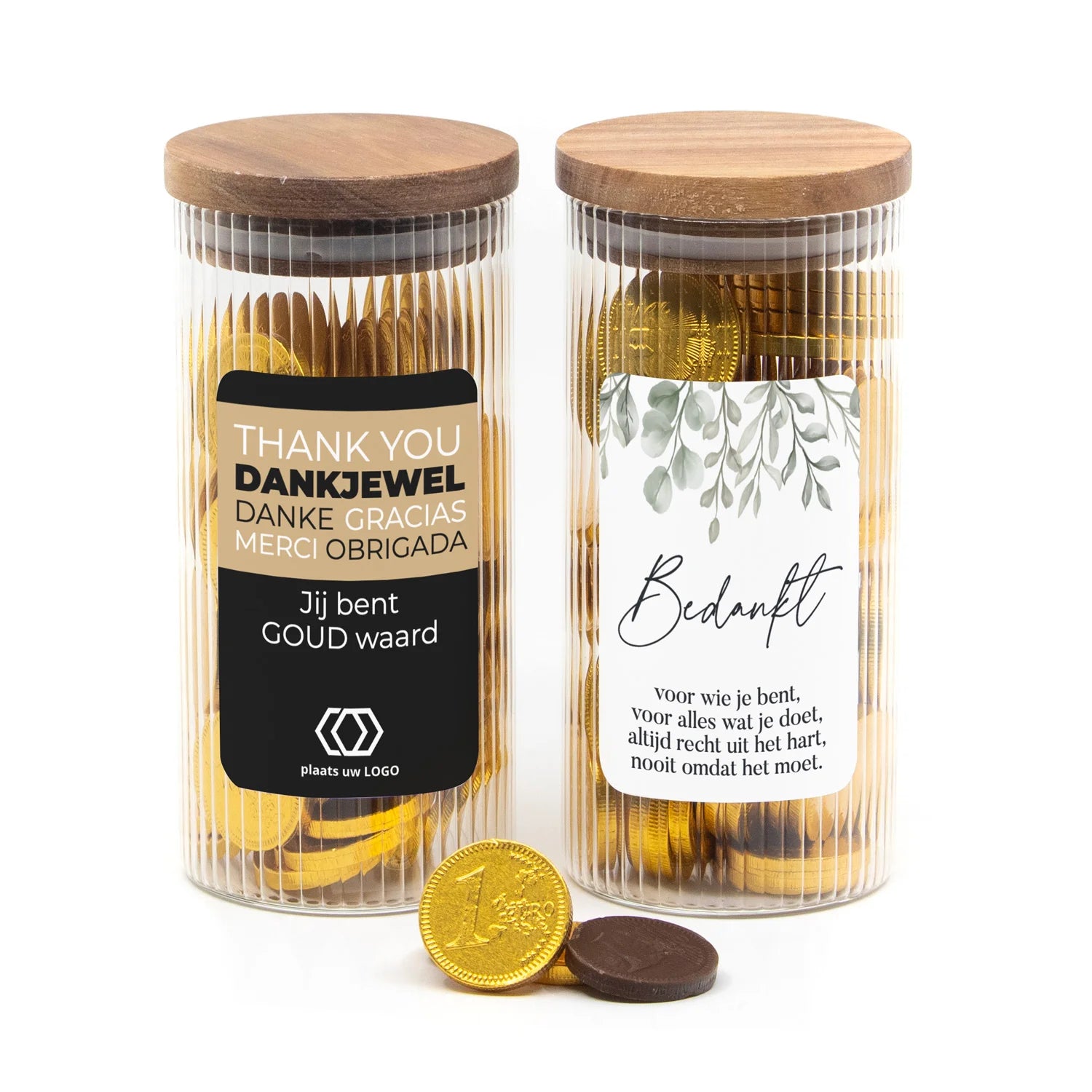 Luxe pot gevuld met chocolade munten - vrijwilliger