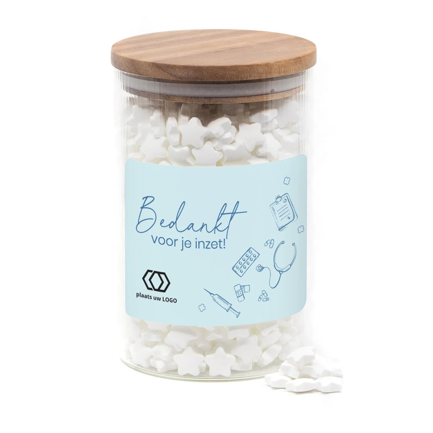 Luxe grote snoeppot met ribbelglas - Verpleging - Bedankjes.nl