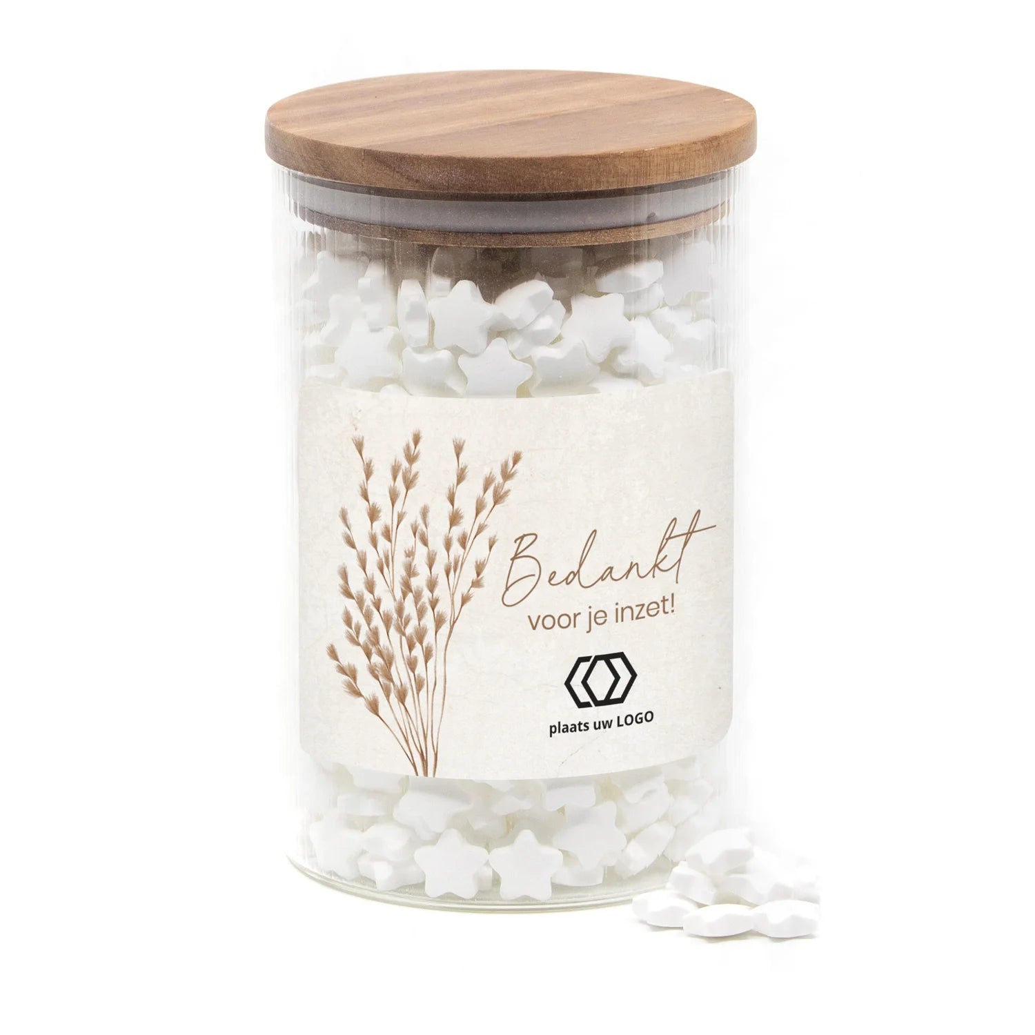 Luxe grote snoeppot met ribbelglas - Verpleging - Bedankjes.nl