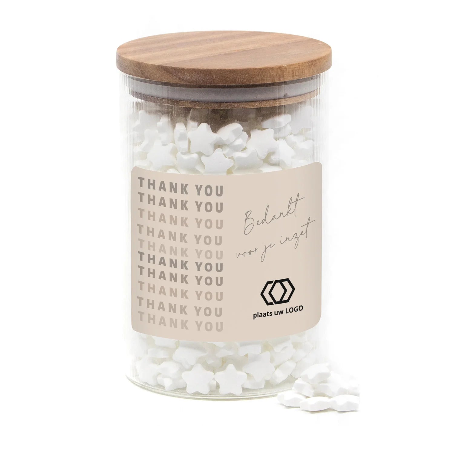 Luxe grote snoeppot met ribbelglas - Zakelijk - Bedankjes.nl